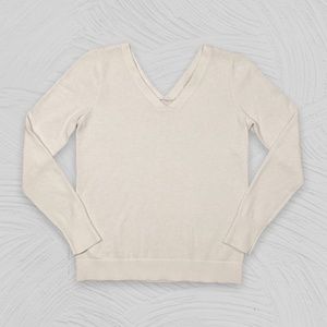 Loft Double V-Neck Sweater White XS